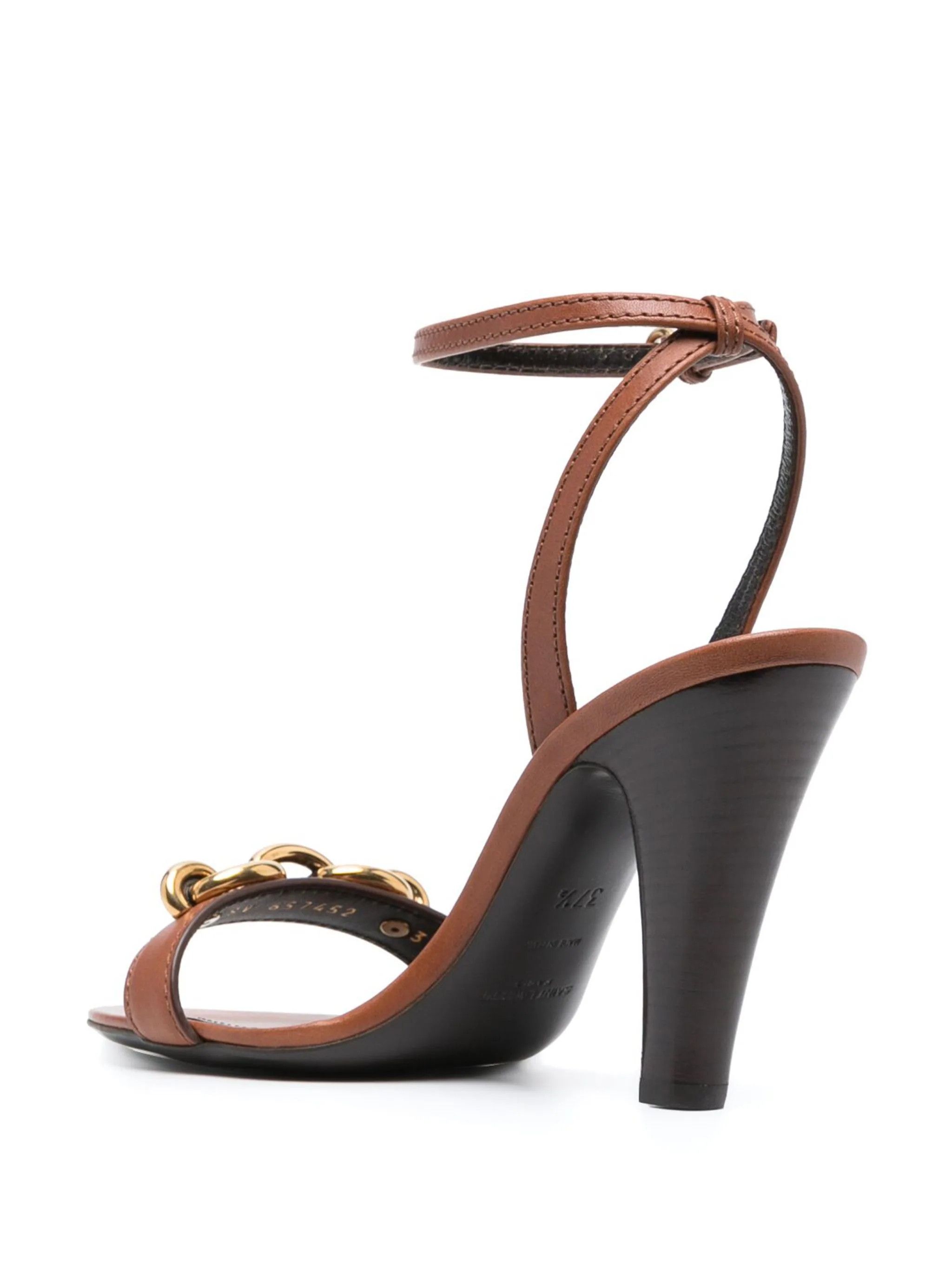 Saint Laurent Paris o1b1hav110824 Maillon Smooth Leather Sandals in Brown Size US 10 / IT 40 - 3 Thumbnail
