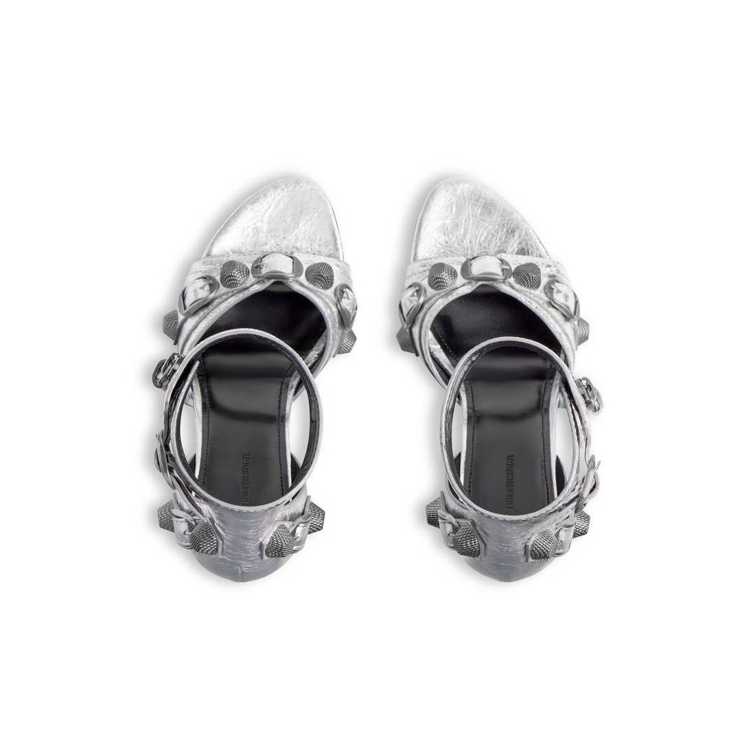 Balenciaga o1w1db10625 Cagole 110mm Sandals Metallized in Silver Size US 8 / IT 38 - 6 Thumbnail