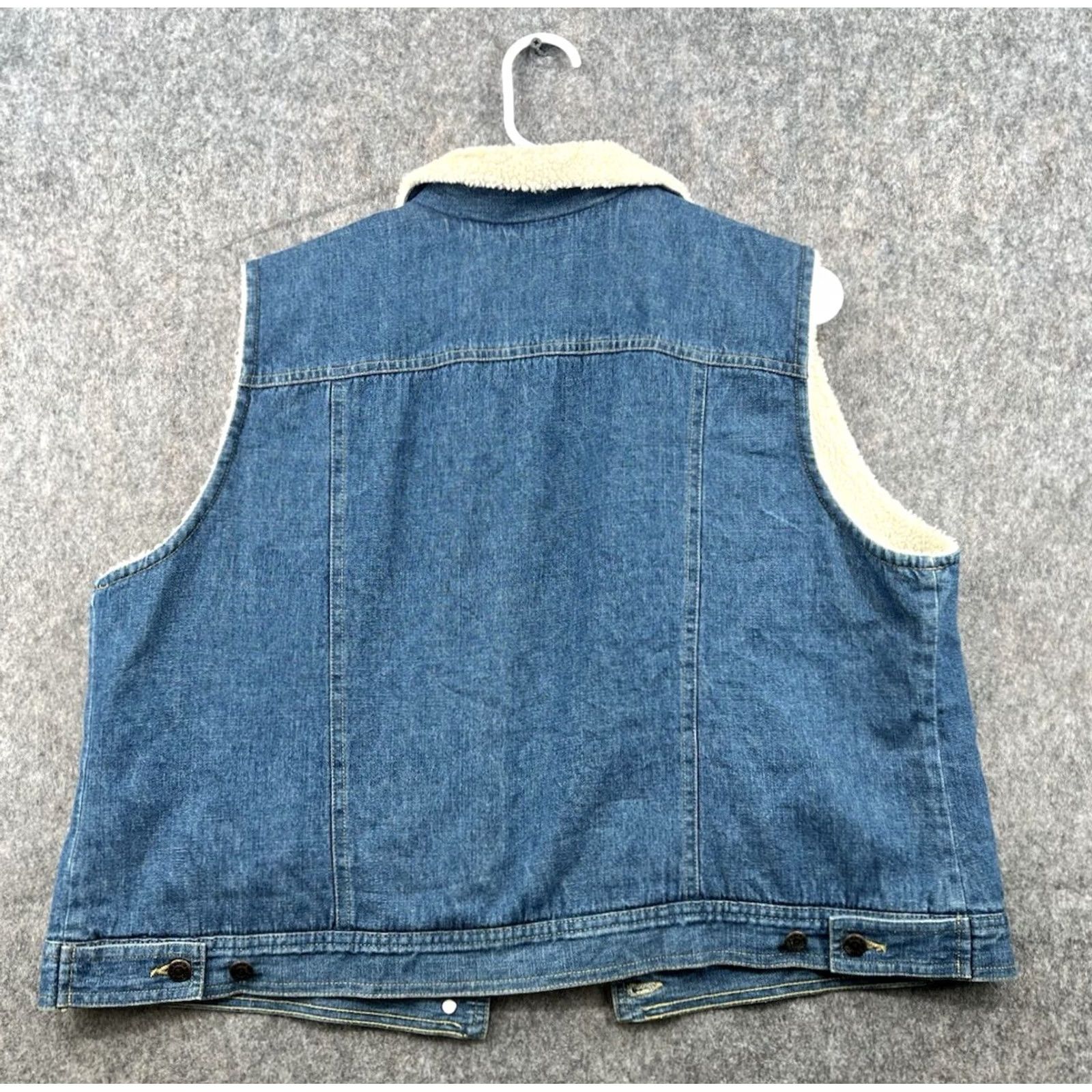 Denime Emma James Women's Blue Denim Vest Lined Sherpa Western XL Denim Vest Womens Bohemian Hipster Outdoor Vintage? Size XL / US 12-14 / IT 48-50 - 6 Thumbnail