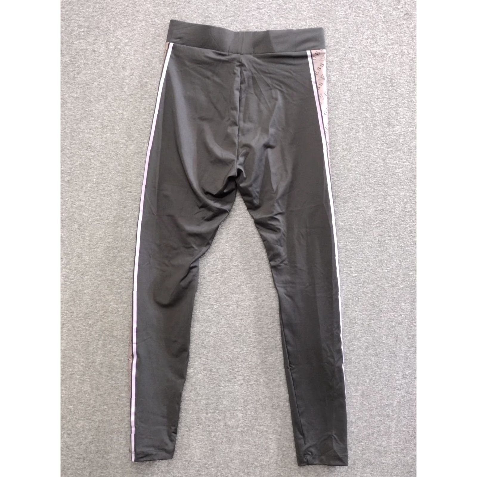 Guess GUESS Leggings Shirt Womens S Black Lilac/Brown Side Logo Stripe Pull On Leggings Size 28" / US 6 / IT 42 - 2 Thumbnail