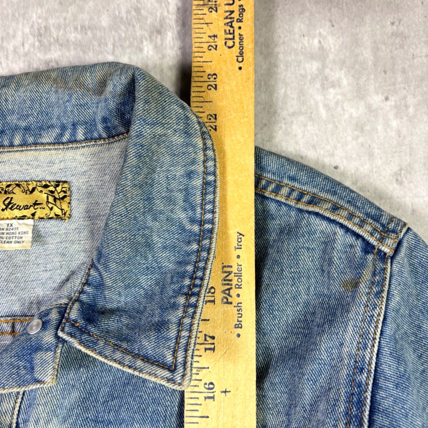 Vintage VINTAGE Ashley Stewart Denim Jacket Feather Fringe Western Boho Blue Womens 1X Jacket Girls? Size XL / US 12-14 / IT 48-50 - 4 Thumbnail