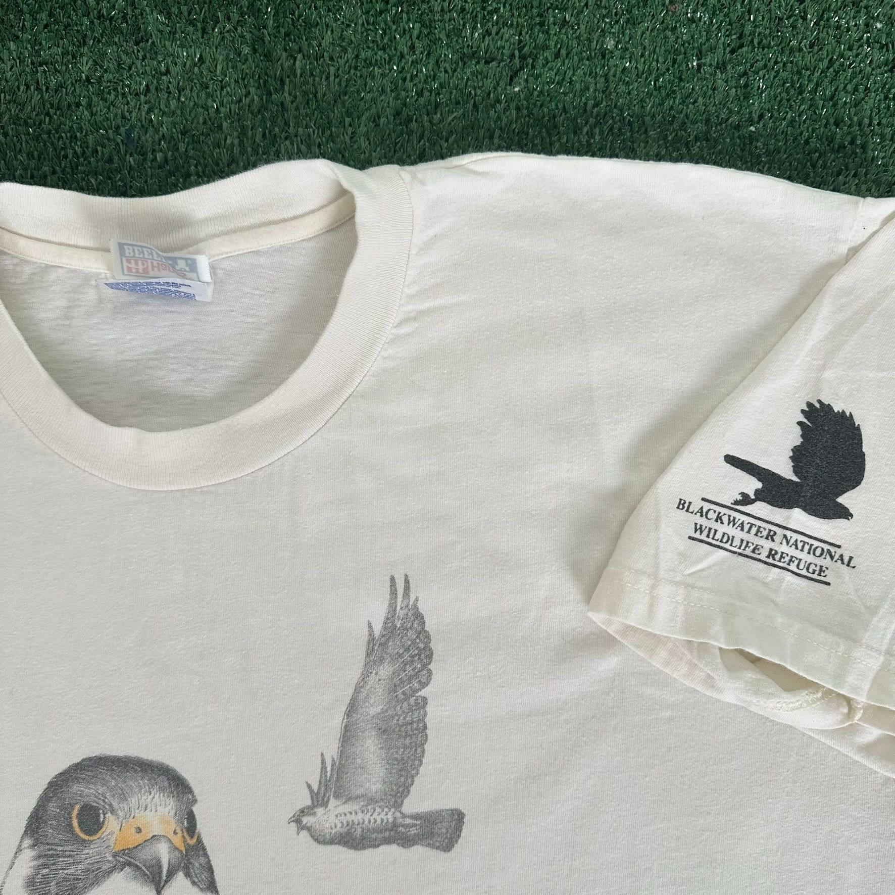 Hanes Vintage 90s Nature Animal T-Shirt Peregrine Falcon Bird Tee Size US XL / EU 56 / 4 - 3 Thumbnail