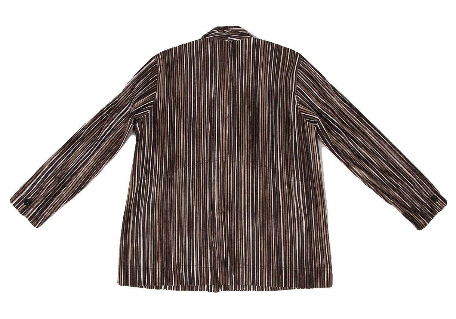 Issey Miyake Stripe Pleats 2B Jacket in Brown, White, and Black Size US S / EU 44-46 / 1 - 12 Thumbnail