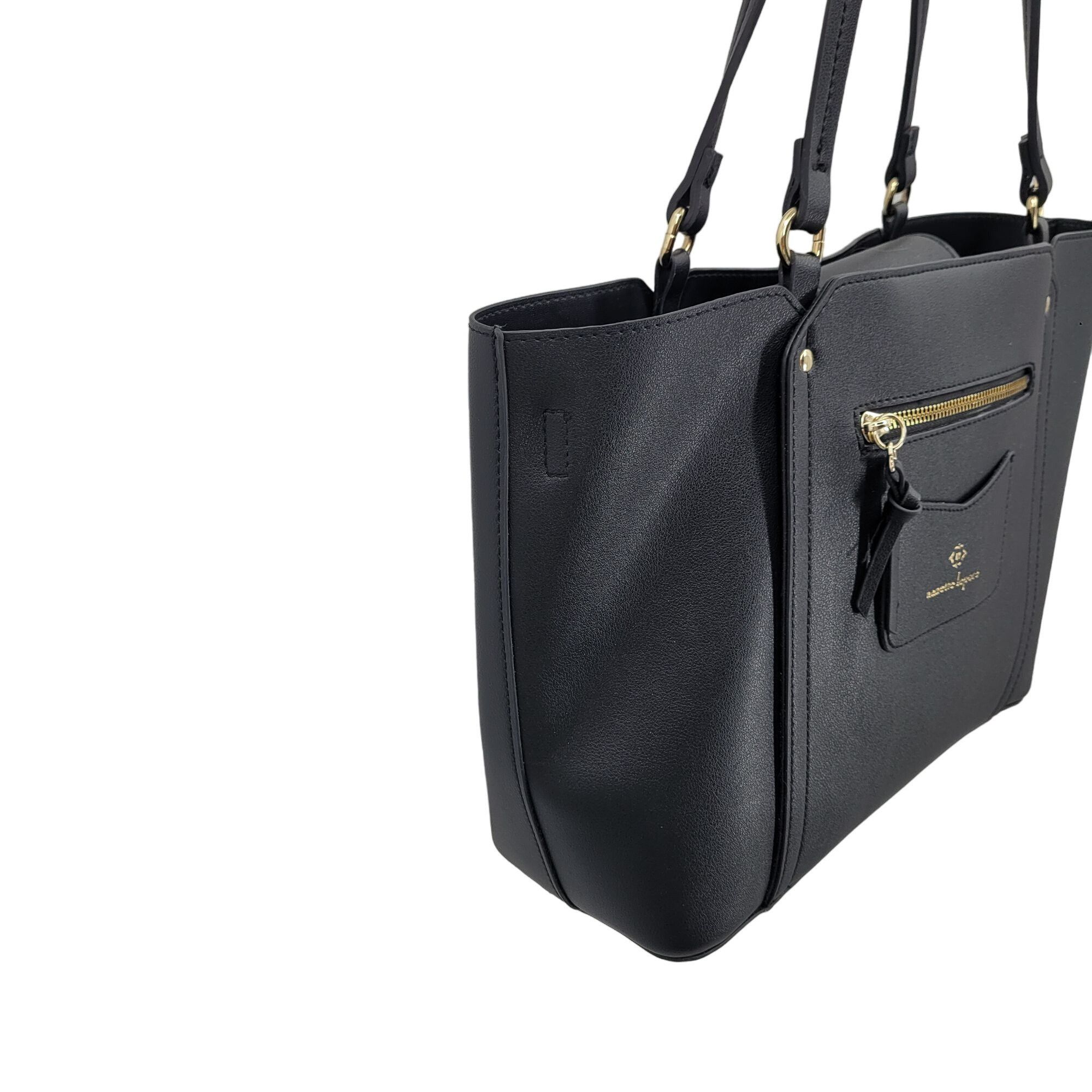 Nanette Lepore Nanette Lepore Black Vegan Faux Leather Tote Bag Multiple Po Size ONE SIZE - 7 Thumbnail