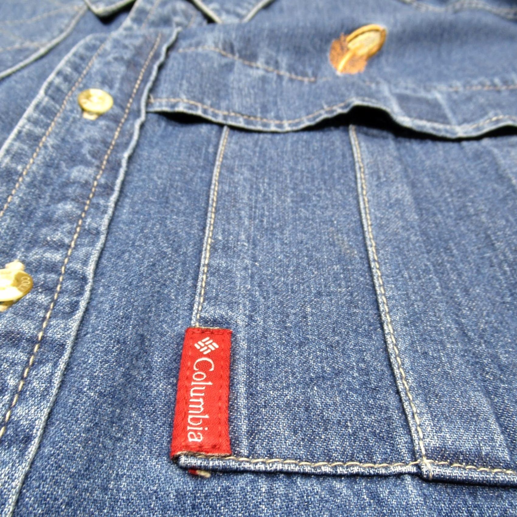 Vintage Columbia Shirt Mens Large Blue Cotton Denim Long Sleeve Button Up Pocket Size US L / EU 52-54 / 3 - 5 Thumbnail