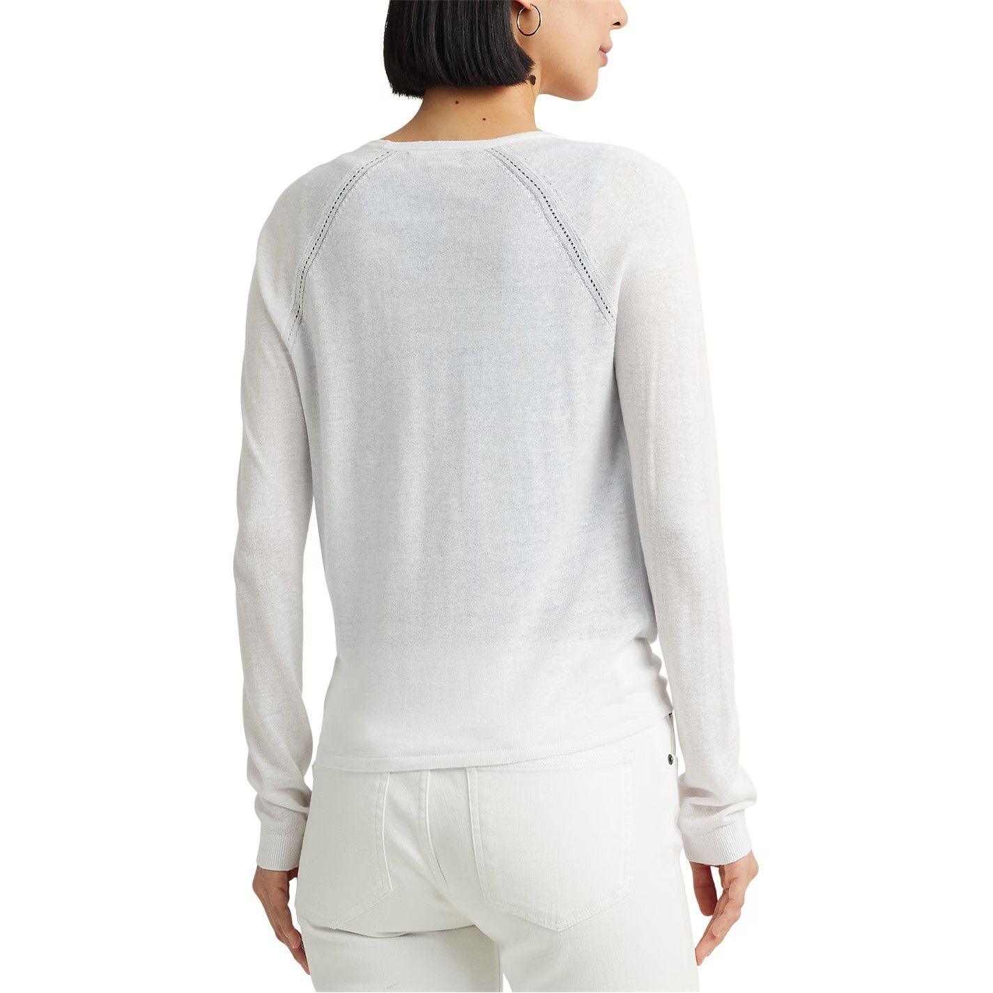 Lauren Ralph Lauren o1g2r1mq0825 Linen Blend Jumper in White Size S / US 4 / IT 40 - 3 Thumbnail