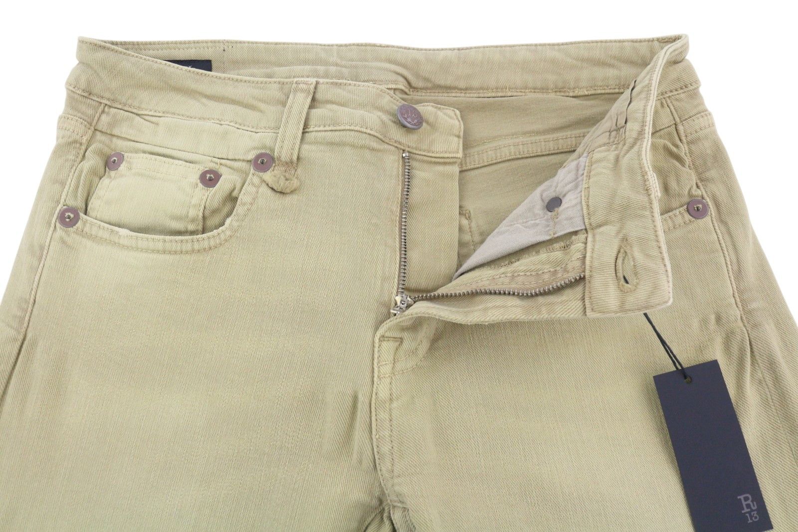R13 BOY STRAIGHT 28 Khaki Stretch Denim Cropped 86302 Size 28" / US 6 / IT 42 - 5 Thumbnail