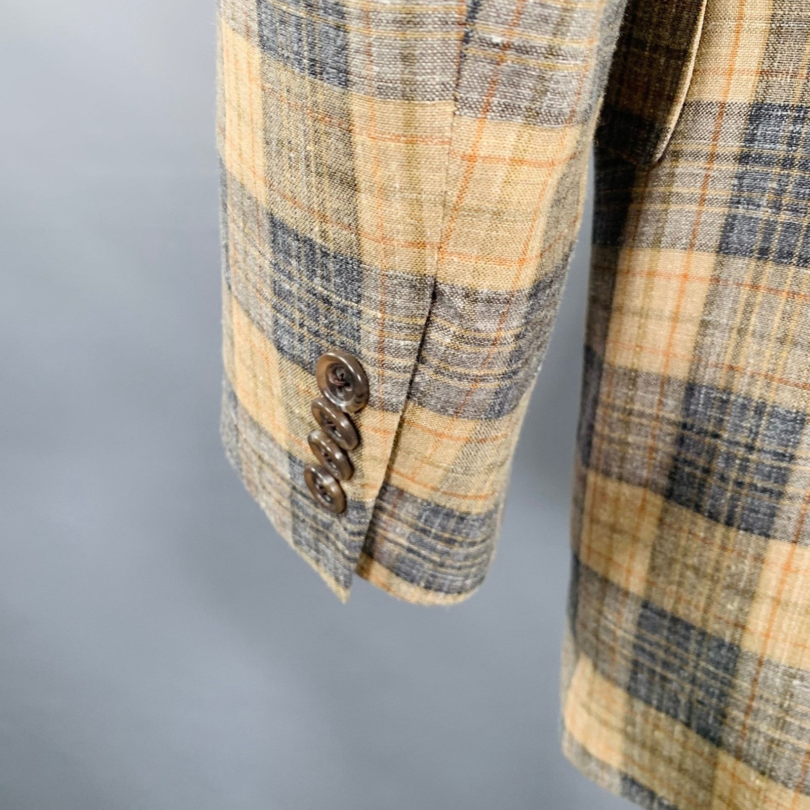 Southwick SOUTHWICK CLOTHES Size 42 Tan Grey Plaid Sport Coat Size 42R - 5 Thumbnail