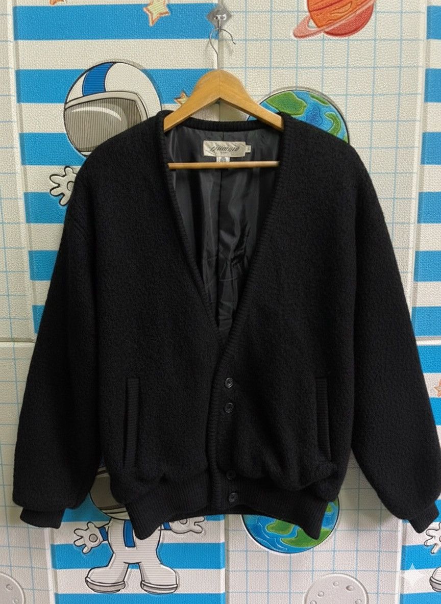 Japanese Brand Demain Clair Japan Wool Bomber Cardigan Knit Sweater Black L Size US L / EU 52-54 / 3 - 1 Thumbnail