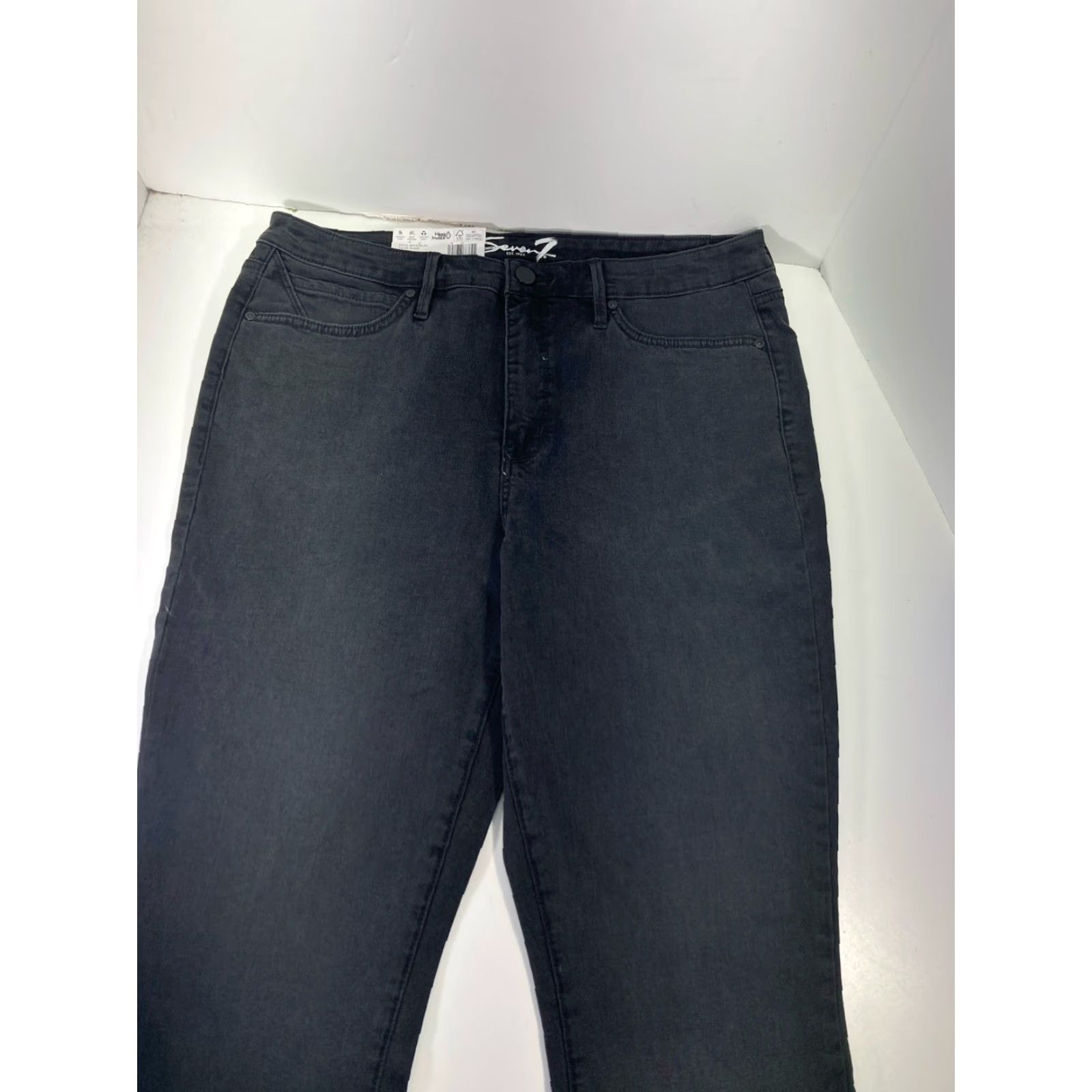 Vintage Seven7 Skinny Jeans Women Size 14 34X30 Black Denim High Rise Stretch NWT Size 36" / US 14 / IT 50 - 5 Thumbnail