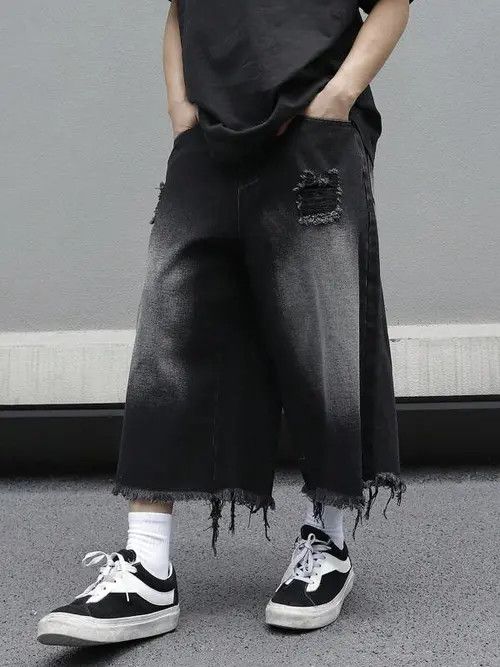 Japanese Brand OPIUM GOTH distressed Y2K DRIP denim jorts Size US 34 / EU 50 - 4 Thumbnail
