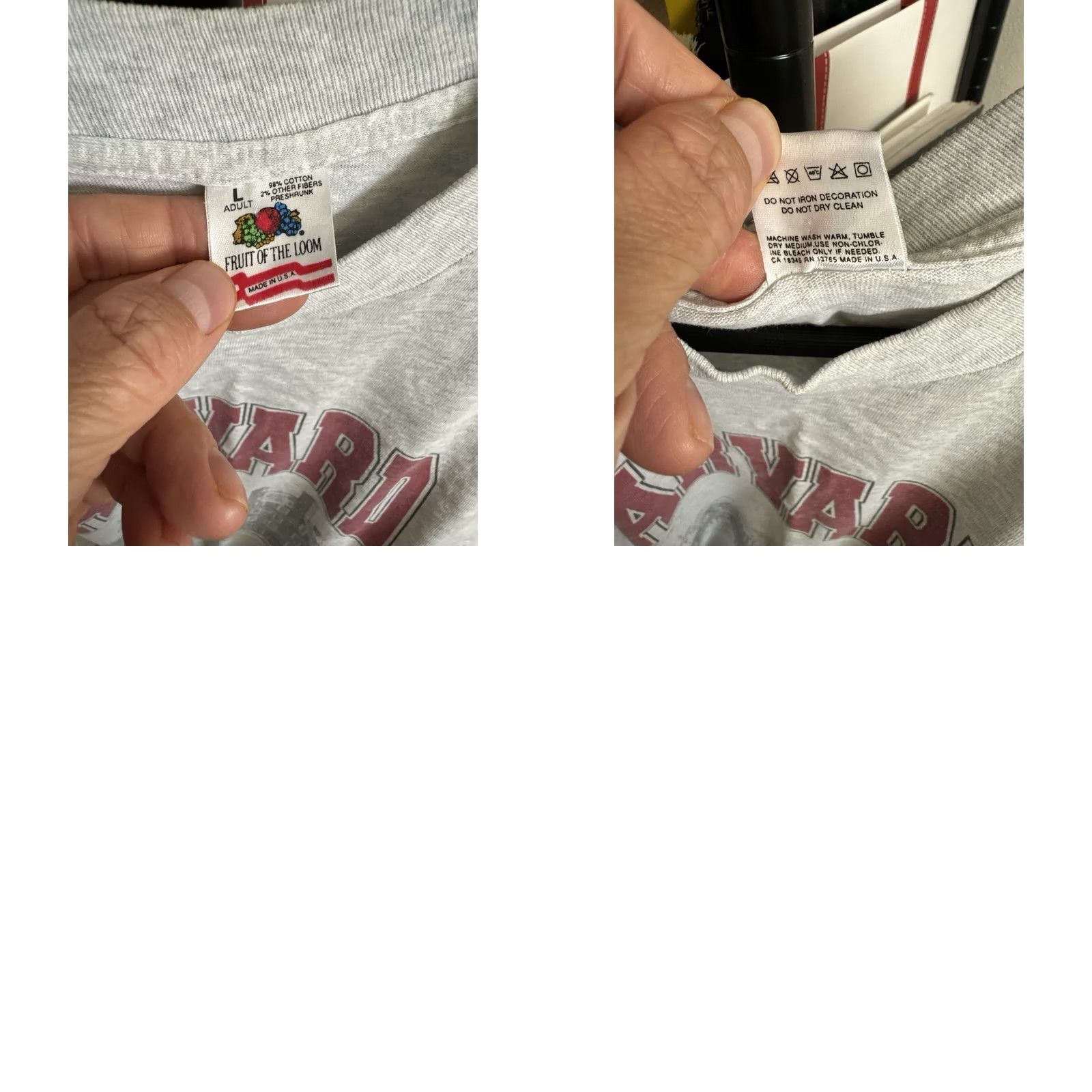 Fruit Of The Loom VINTAGE Harvard University T Shirt Fruit Of The Loom L Gray USA Made 90s Size US L / EU 52-54 / 3 - 8 Thumbnail