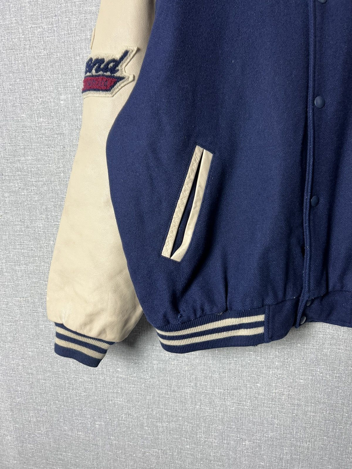 Levi's × Levi's Vintage Clothing Vintage Levis USA Varsity Bomber Jacket Leather Sleeves Size US L / EU 52-54 / 3 - 13 Thumbnail