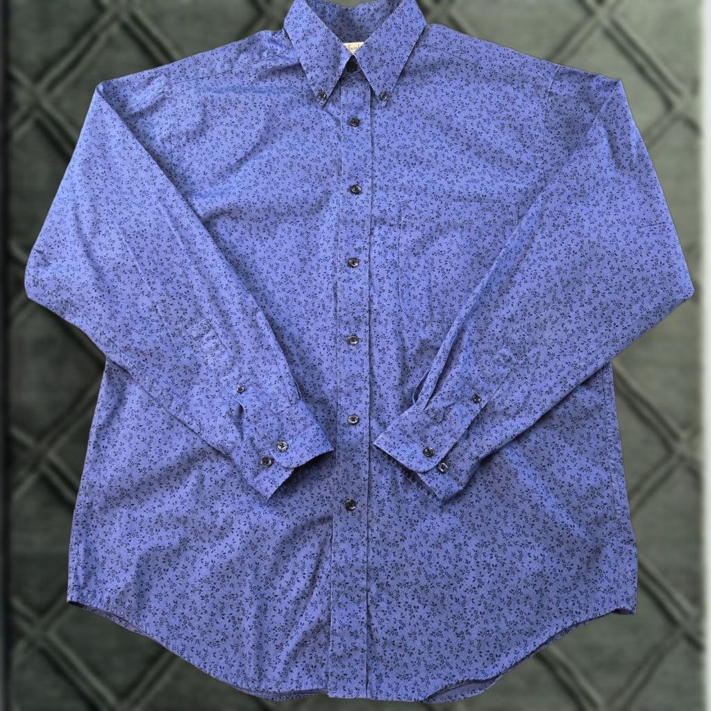 Vintage Turnbury Shirt Mens M Blue Floral Long Sleeve Button Up Cotton Regular Fit Size US M / EU 48-50 / 2 - 1 Thumbnail