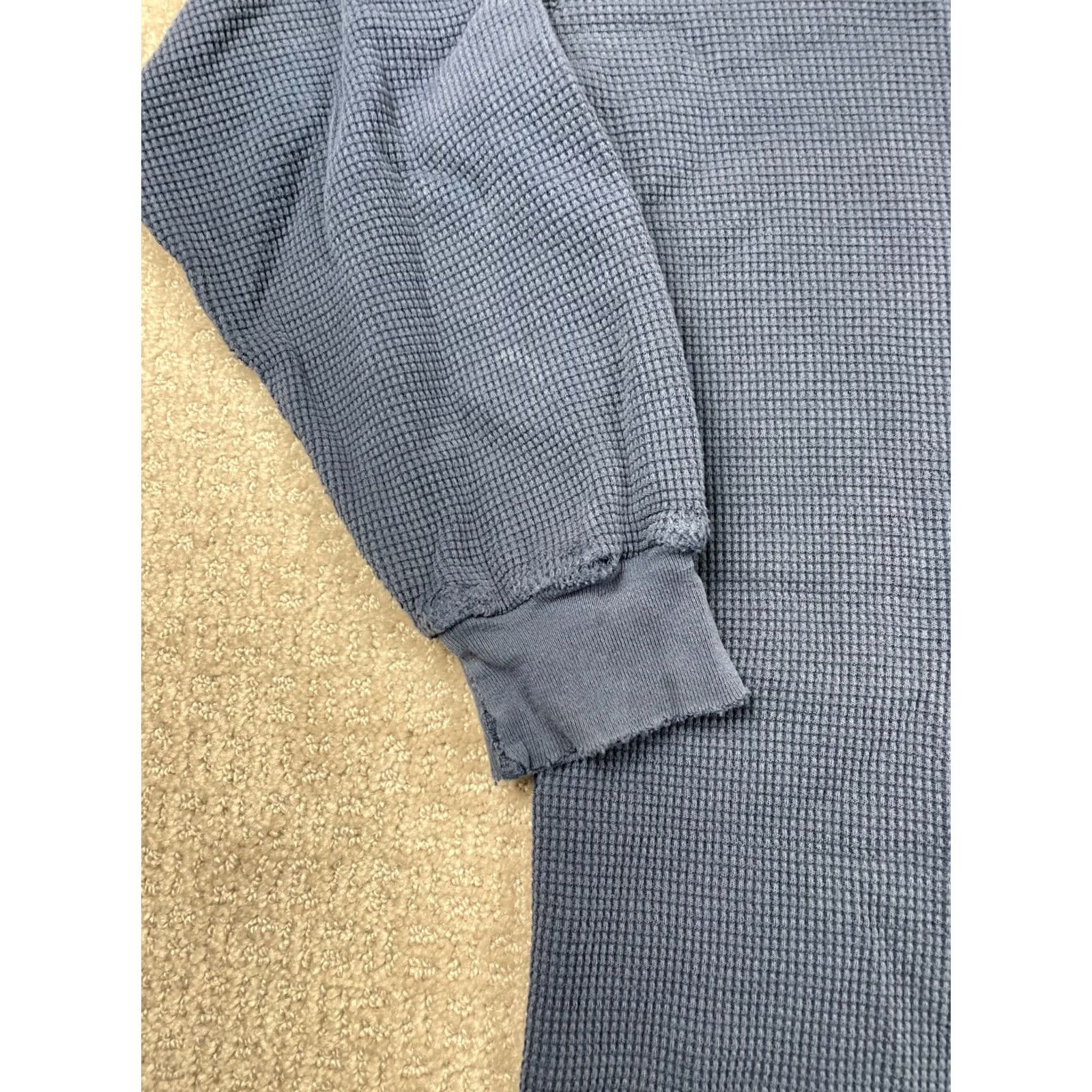 Lands' End VINTAGE Lands' End Thermal Shirt Women L Blue 1 Button Henley Waffle Knit 80s Size L / US 10 / IT 46 - 3 Thumbnail