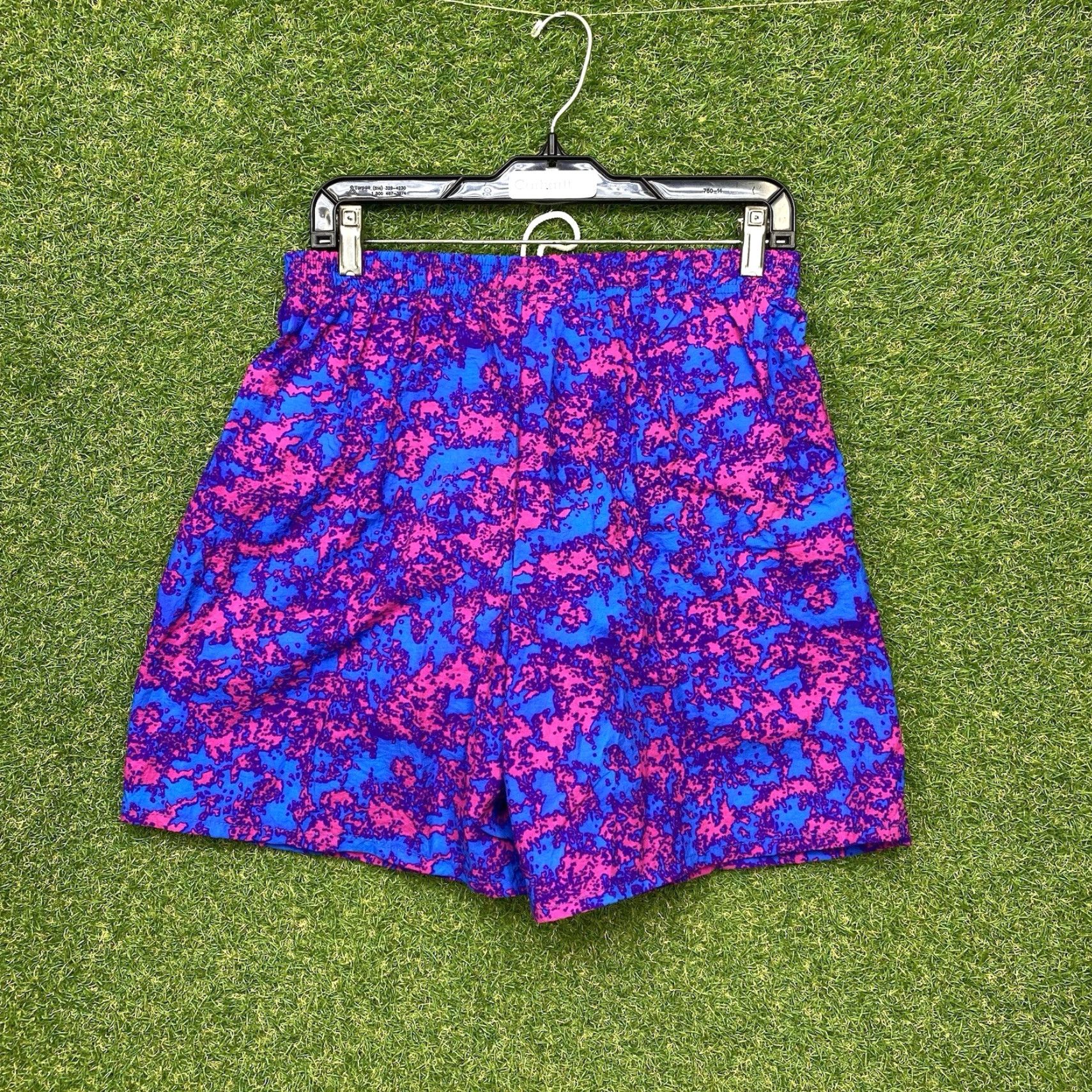 Vintage Tinley Navy Blue Trunks Mens Large Geometric Nylon 80s 90s Y2K Swim Shorts Athletic Size US 33 - 2 Thumbnail