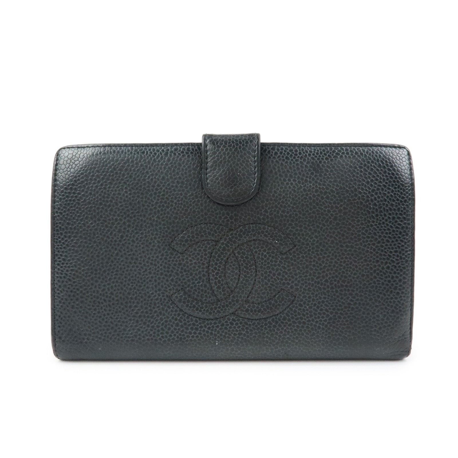 Chanel Chanel CC Logo Caviar Leather Bi-Fold Wallet Black Size ONE SIZE - 1 Thumbnail