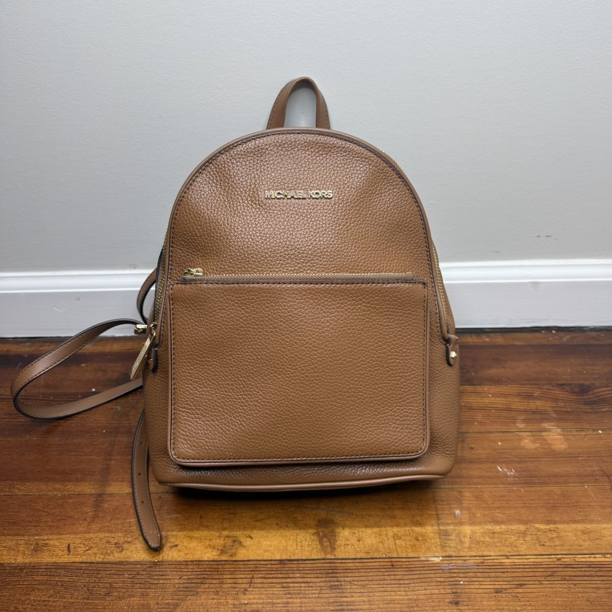 Michael Kors Michael Kors Brown Pebbled Leather Backpack with Gold Size ONE SIZE - 1 Thumbnail