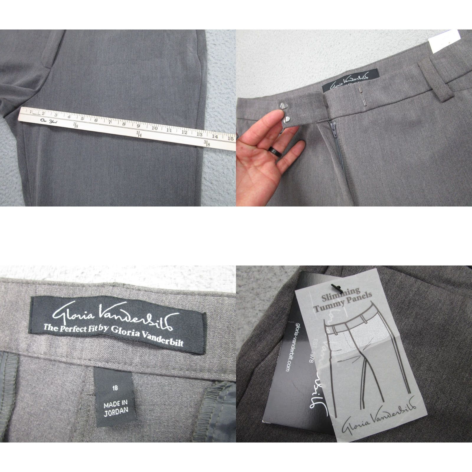 Gloria Vanderbilt Gloria Vanderbilt Dress Pants Womens 18 Gray Stretch Slimming Tummy Panels Dress Pants Womens Gray Heather 18 Slacks Size 40" / US 18 - 8 Thumbnail