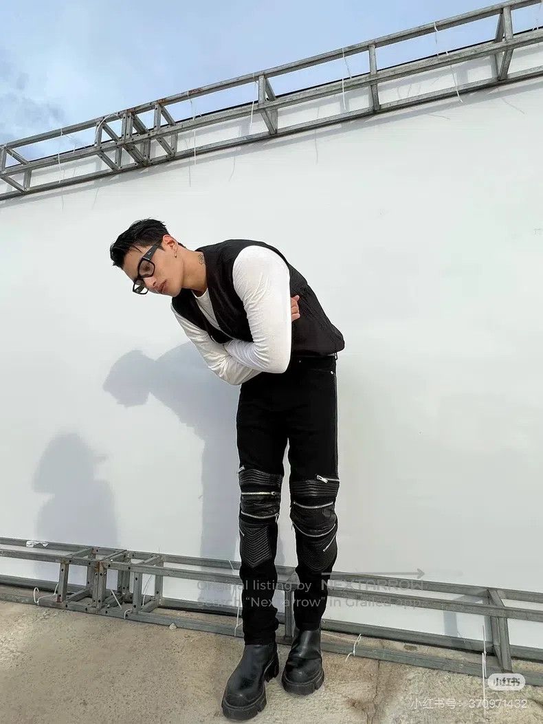 Saint Laurent Paris Saint Laurent Paris Patchwork Leather Biker Pants with Zip Size US 29 - 6 Thumbnail
