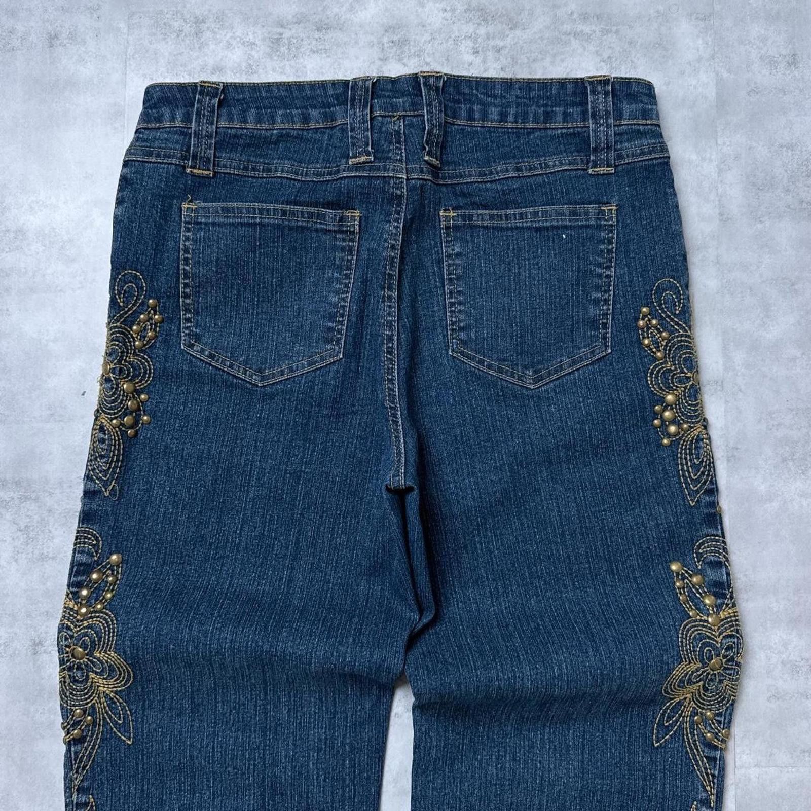 Other Y2K Andre Bini Flared Denim Jeans Affliction Embroidered Size 28" / US 6 / IT 42 - 4 Thumbnail