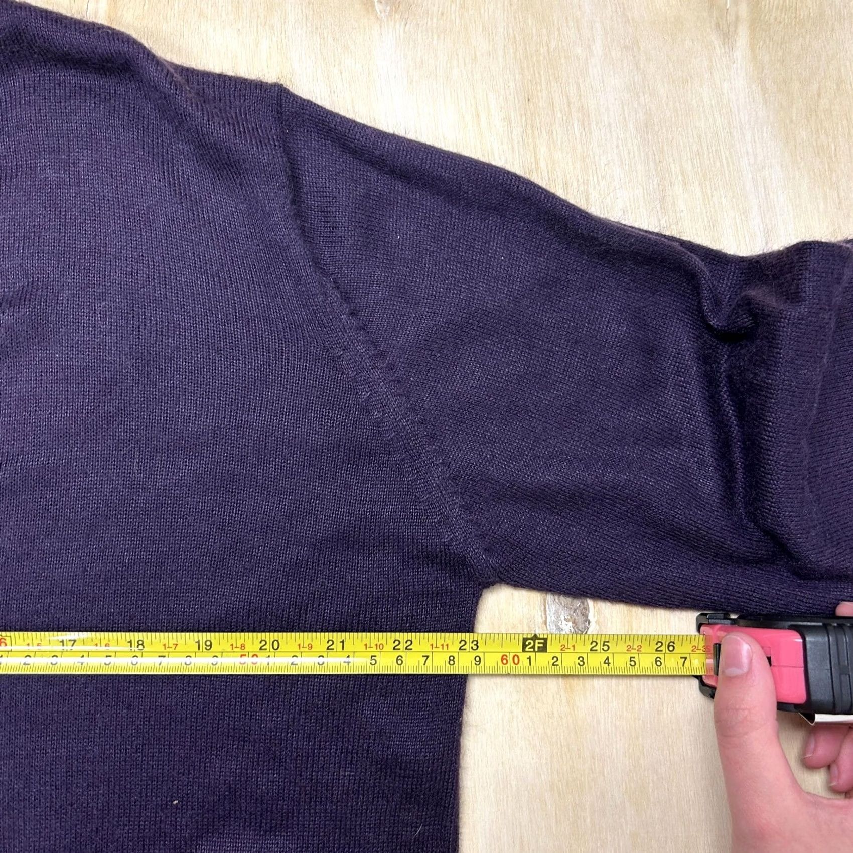 Vintage Erika & Co. Cardigan Sweater Womens M Purple Crew Neck Pockets Tight-Knit Casual Fall Size M / US 6-8 / IT 42-44 - 5 Thumbnail