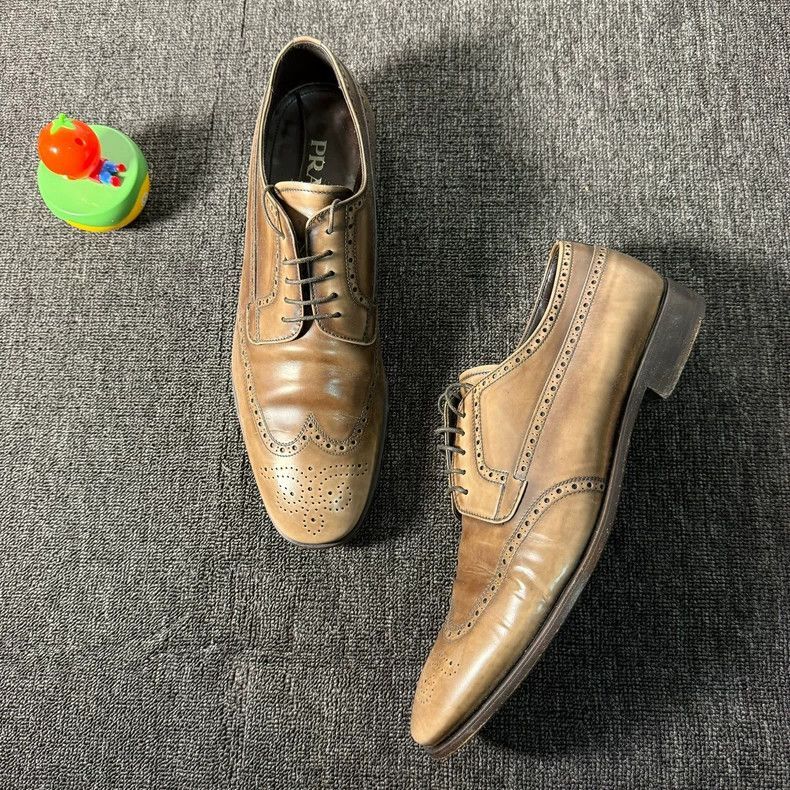 Prada Prada Bronze Derby Leather Shoes Size 9-2506 Size US 9 / EU 42 - 2 Thumbnail