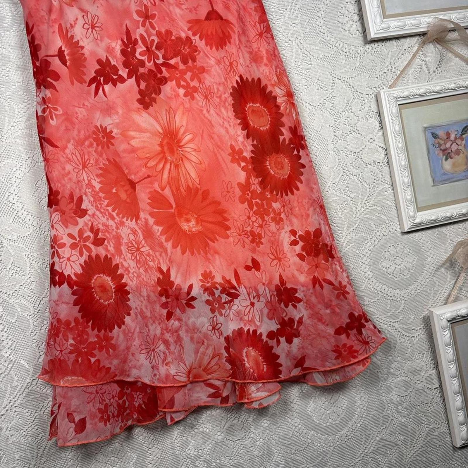 Other Vintage flowy floral ruffle midi skirt Size 36" / US 14 / IT 50 - 2 Thumbnail