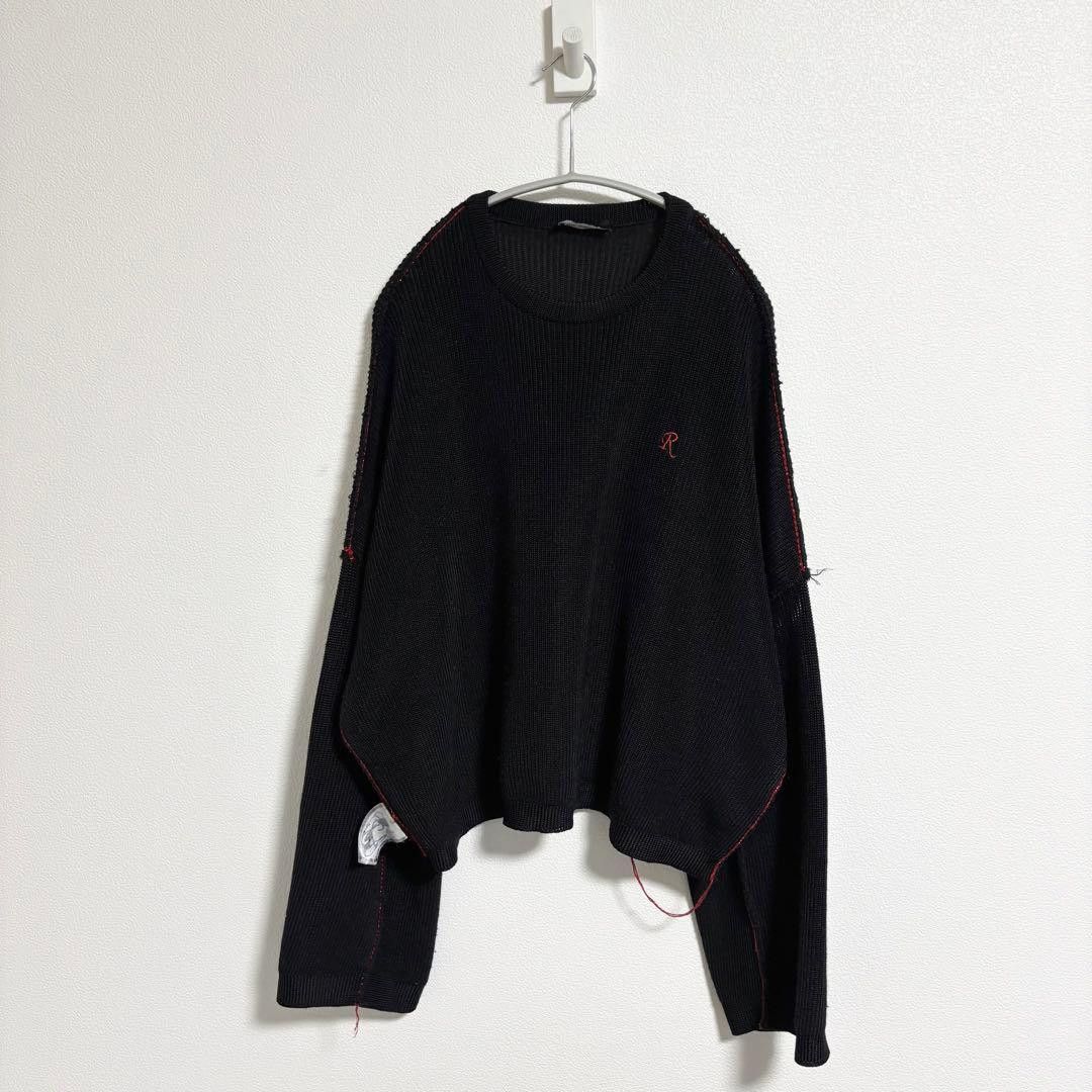Raf Simons Inside-out Cropped Drop Shoulder Knit Sweater Size US L / EU 52-54 / 3 - 1 Thumbnail