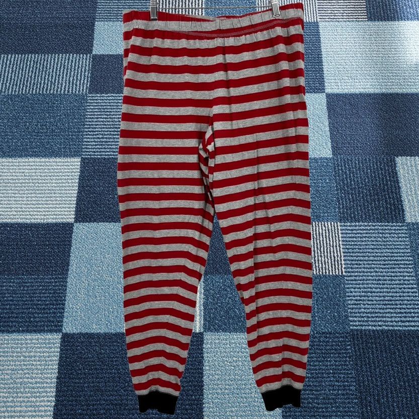 Disney Disney Pajama Pants Men L Red Striped Lightweight Cotton Blend Logo Adult Regular Size US 33 - 1 Thumbnail