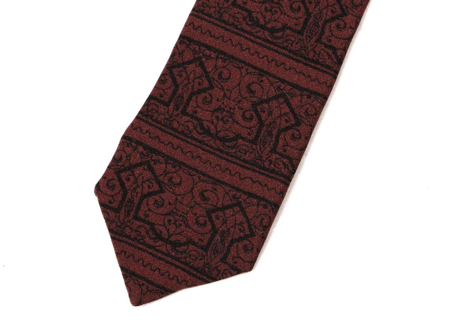 Jean Paul Gaultier Silk Tie with Bill Print in Wine and Black Size ONE SIZE - 8 Thumbnail