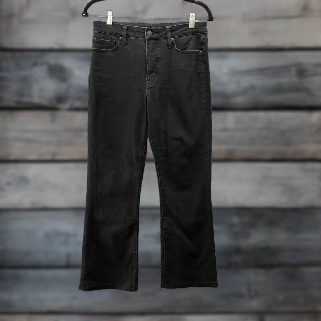 Uniqlo Uniqlo Pants Womens 25 Black High Rise Flare Ankle Cropped Stretch Slim Size 42" / US 20 - 1 Thumbnail