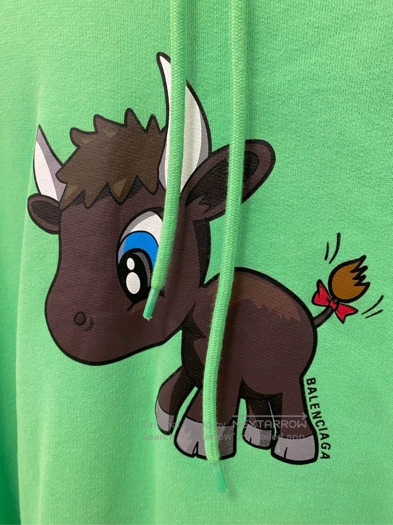 Balenciaga Balenciaga Mini Pony Logo Hoodie - Size XS, Green Size US XS / EU 42 / 0 - 1 Thumbnail