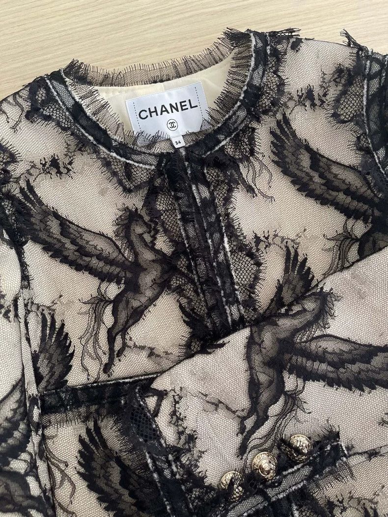 Chanel Chanel 20k black lace emass jacket Size XXS / US 00 / IT 34 - 4 Thumbnail