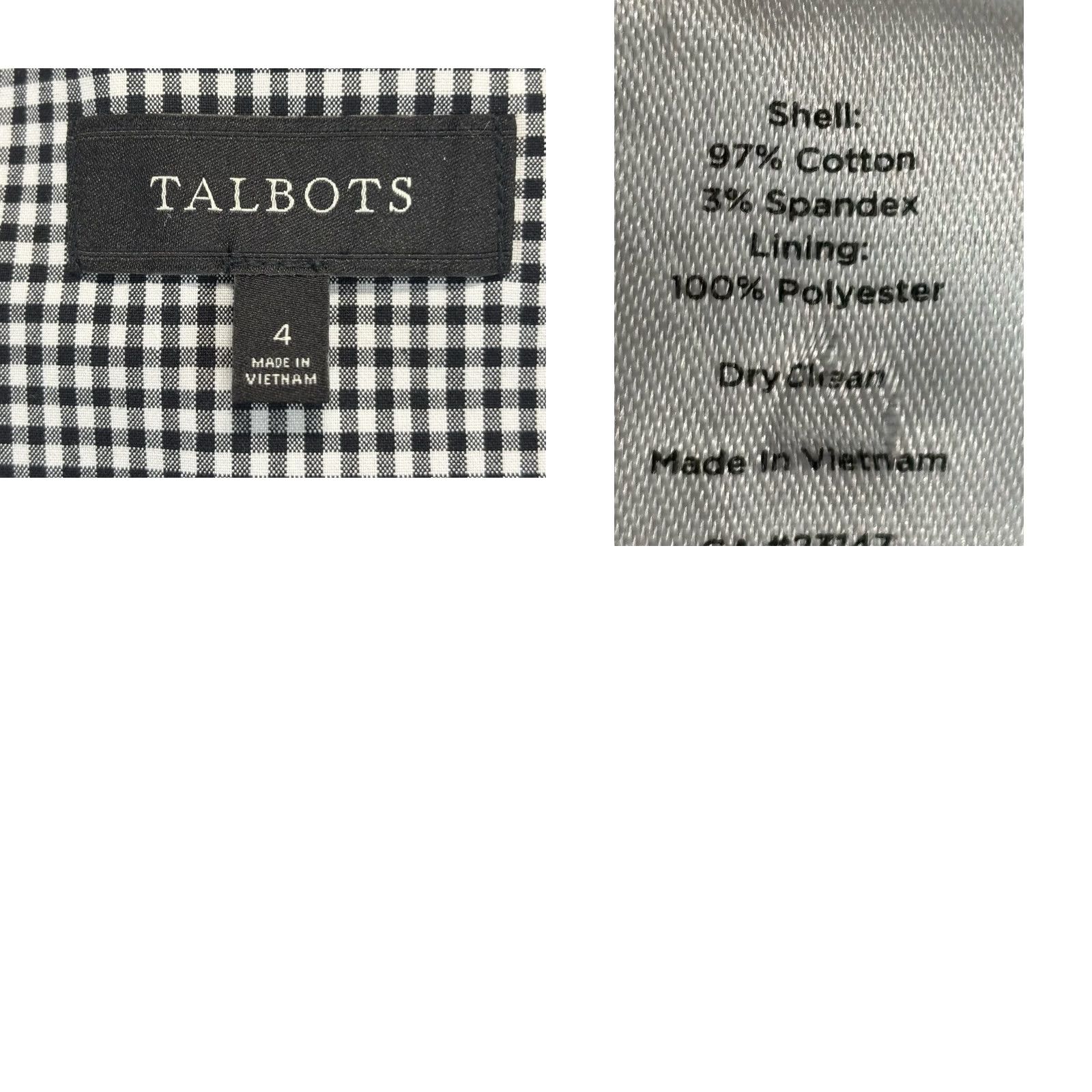 Talbots Talbots Blazer Shirt Women’s 4 Black White Gingham Cotton Lined One-Button Long Sleeve Vintage? (No N/A) Size S / US 4 / IT 40 - 8 Thumbnail