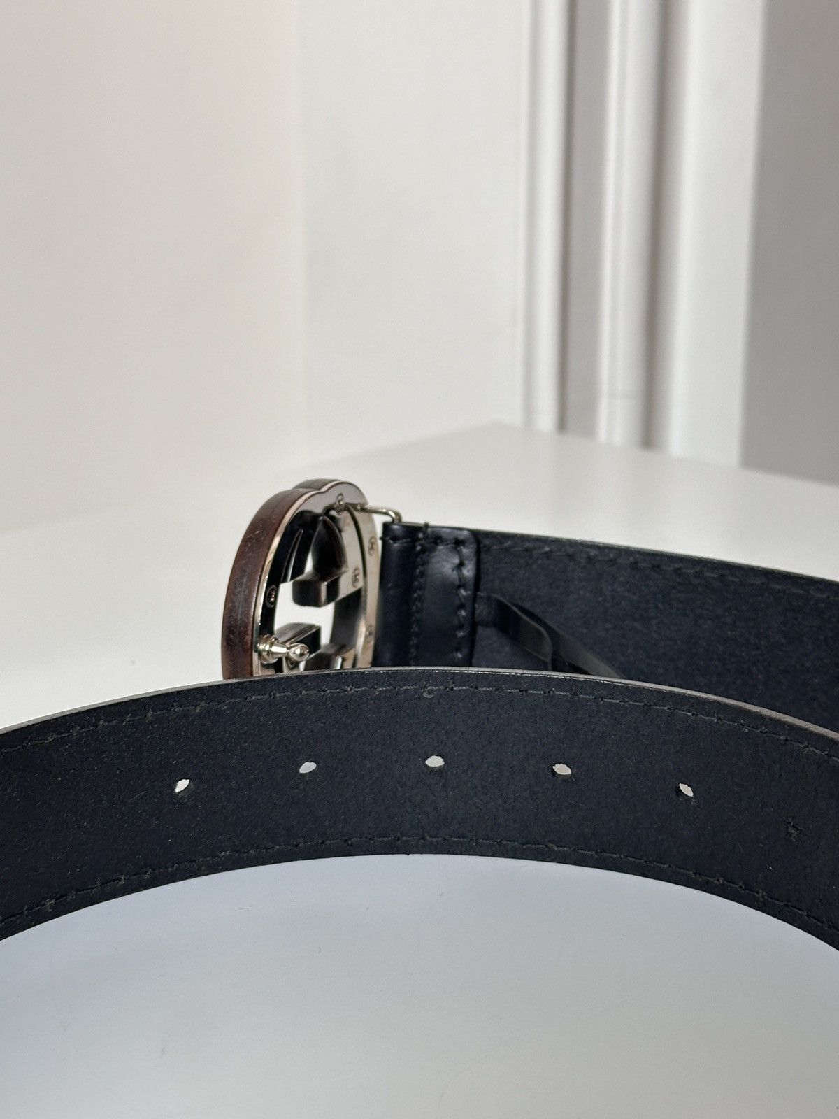 Gucci GUCCI Wooden Brown Buckle Leather Double GG Belt Size: 85/34 Size 30 - 7 Thumbnail
