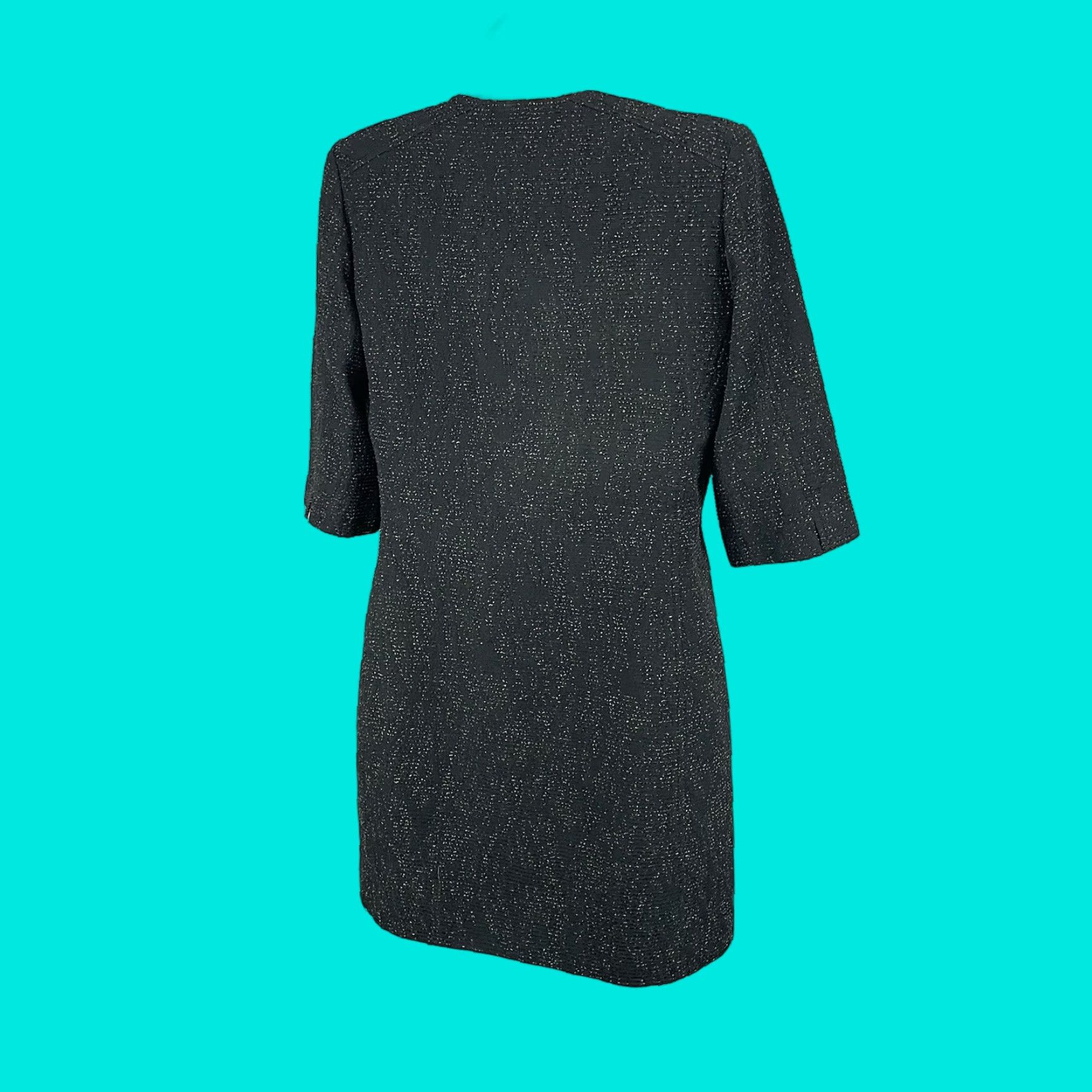 Vintage Tahari Black Textured Short Sleeve Lightweight Jacket Pockets Lined Size US 6 Size 28" / US 6 / IT 42 - 1 Thumbnail