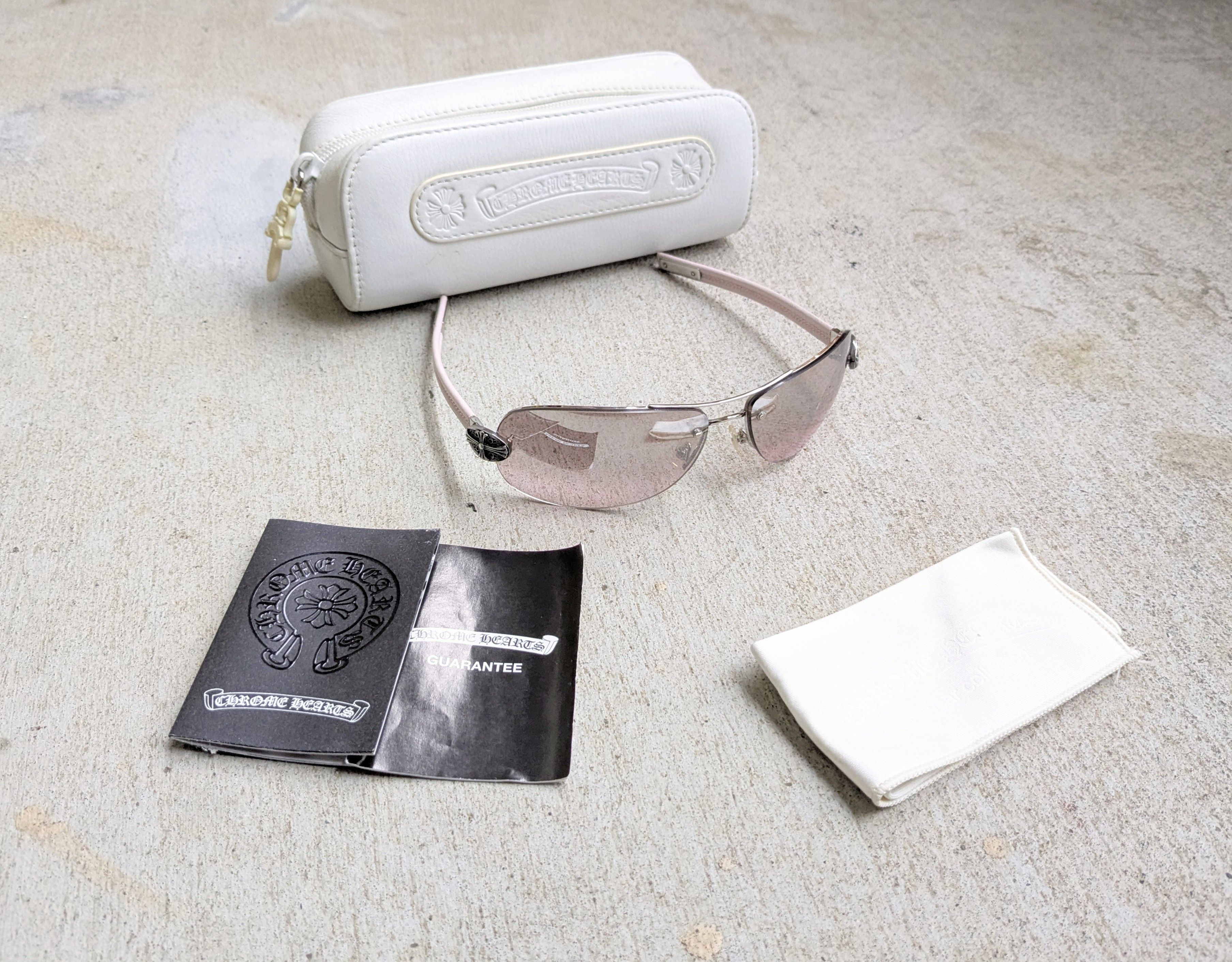 Chrome Hearts Chrome Hearts Classic Oval Sunglasses Pink Leather Sterling Size ONE SIZE - 1 Thumbnail