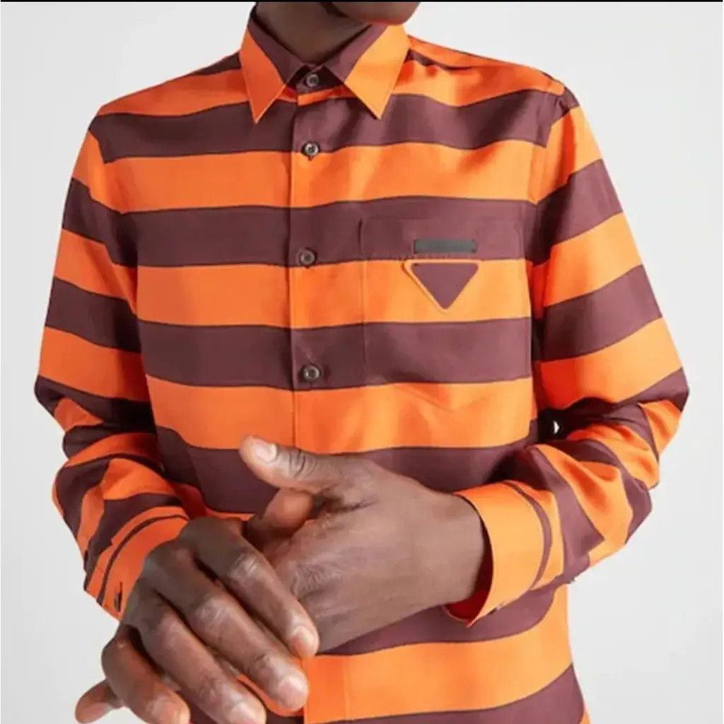 Prada oc11z0625 Shirt in Orange/Burgundy Size US M / EU 48-50 / 2 - 2 Thumbnail