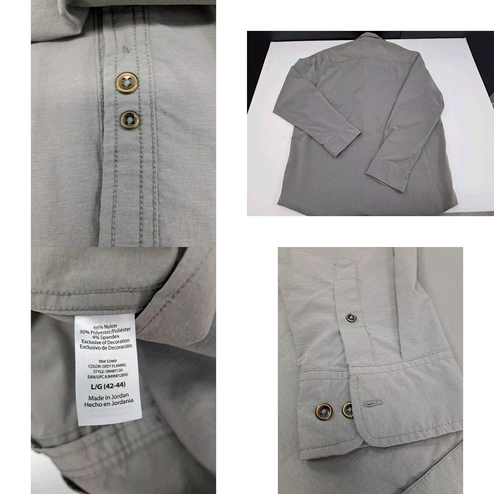Vintage Swiss+Tech Shirt Long Sleeve Men Gray L Large Button Up Outdoor Activewear with Pockets Size US L / EU 52-54 / 3 - 8 Thumbnail
