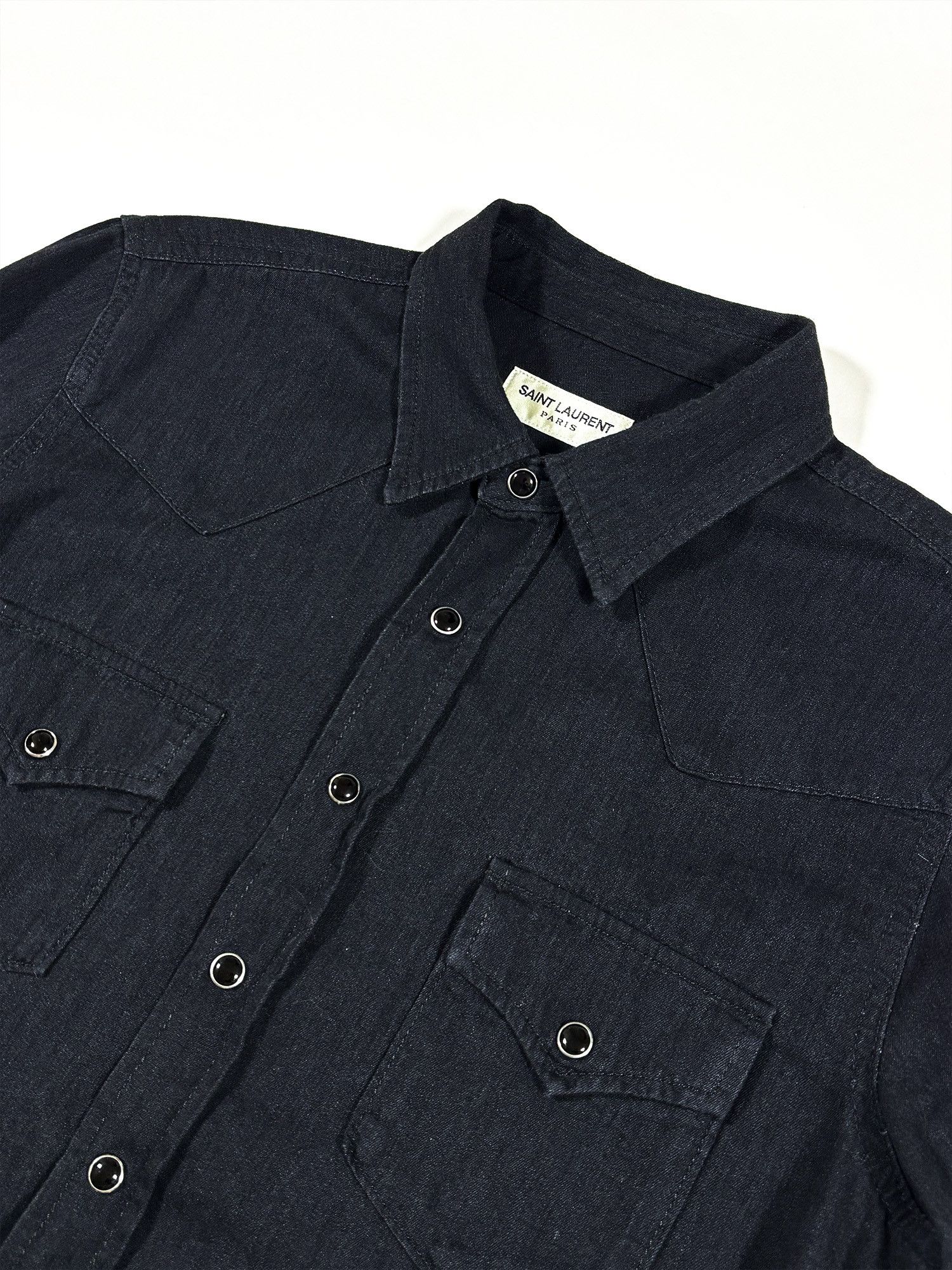Saint Laurent Paris Saint Laurent Classic Western Shirt Black Rinse Denim Size US M / EU 48-50 / 2 - 4 Thumbnail