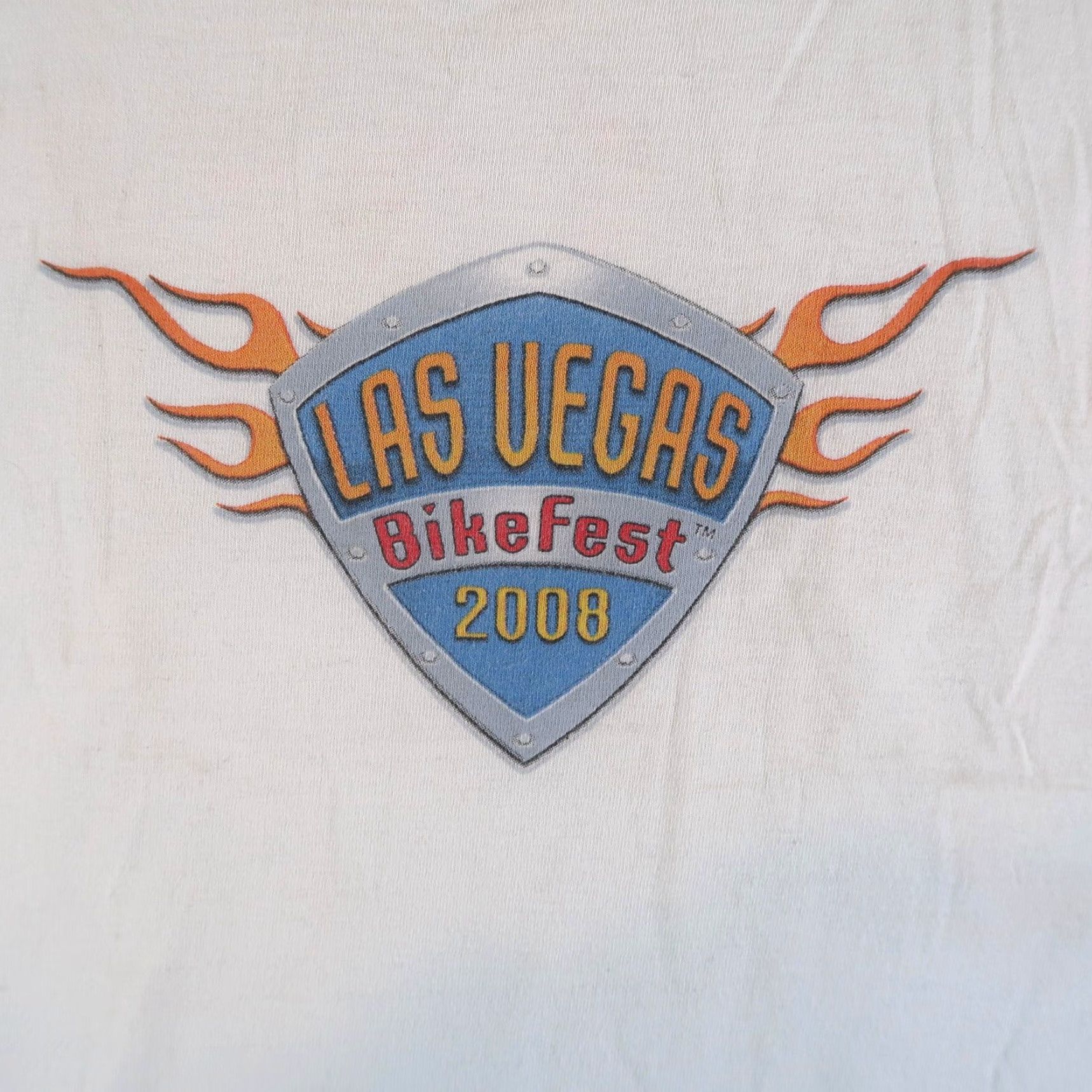 Fruit Of The Loom VINTAGE Las Vegas BikeFest T Shirt Mens XL White Cotton Graphic Print Motorcycle Event 2008 Hogs Heifers Shirt Mens XL Biker Event Vintage Size US XL / EU 56 / 4 - 3 Thumbnail