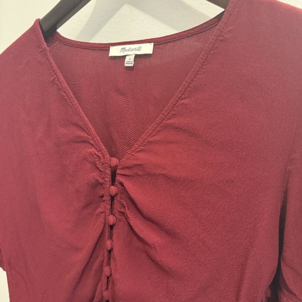 Madewell 🍷 Madewell Button Front V-Neck Blouse | Size 2 (fits S) Size S / US 4 / IT 40 - 3 Thumbnail