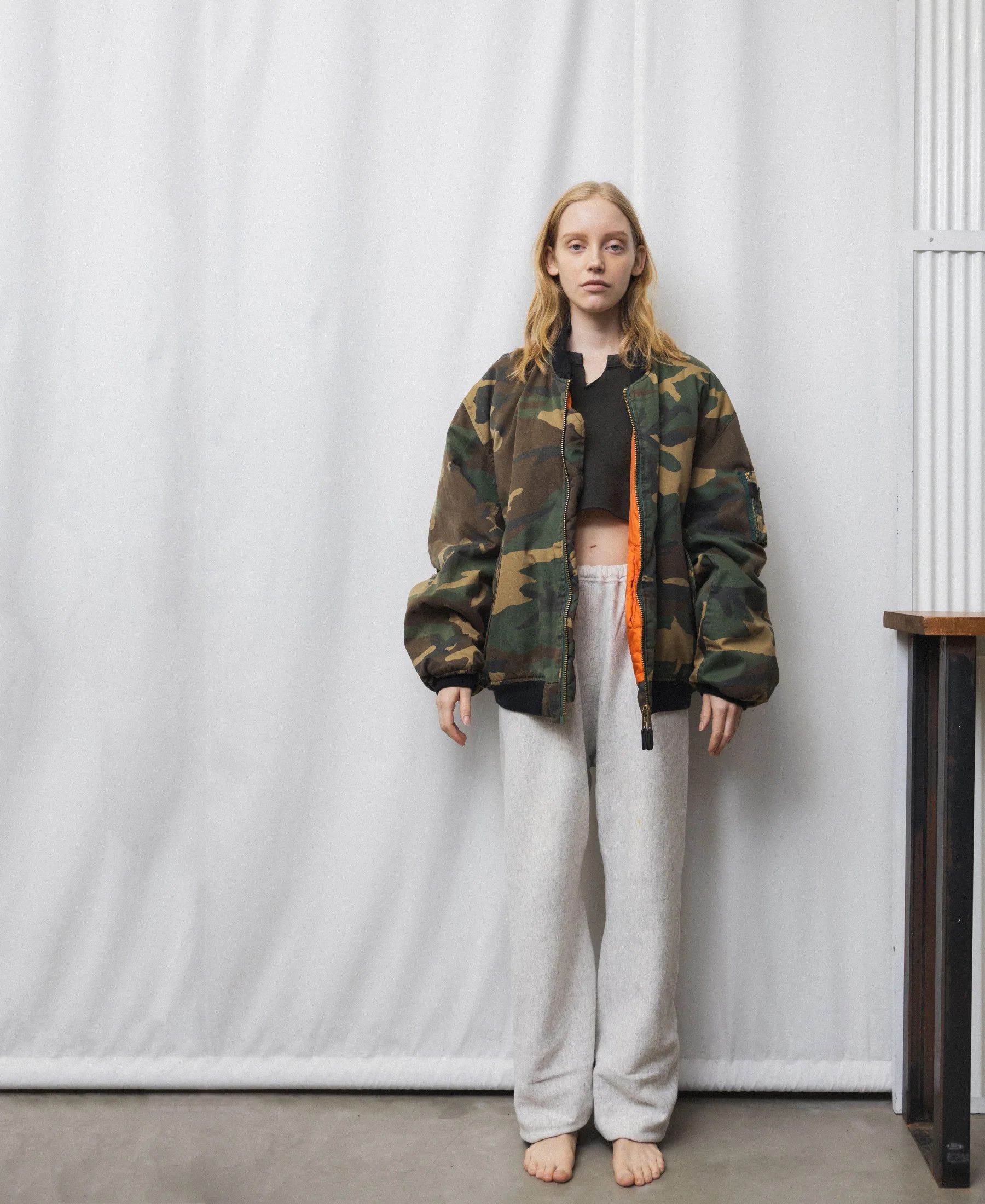 Fostex Garments Woodland Camo Vintage Wash MA1 Bomber Jacket