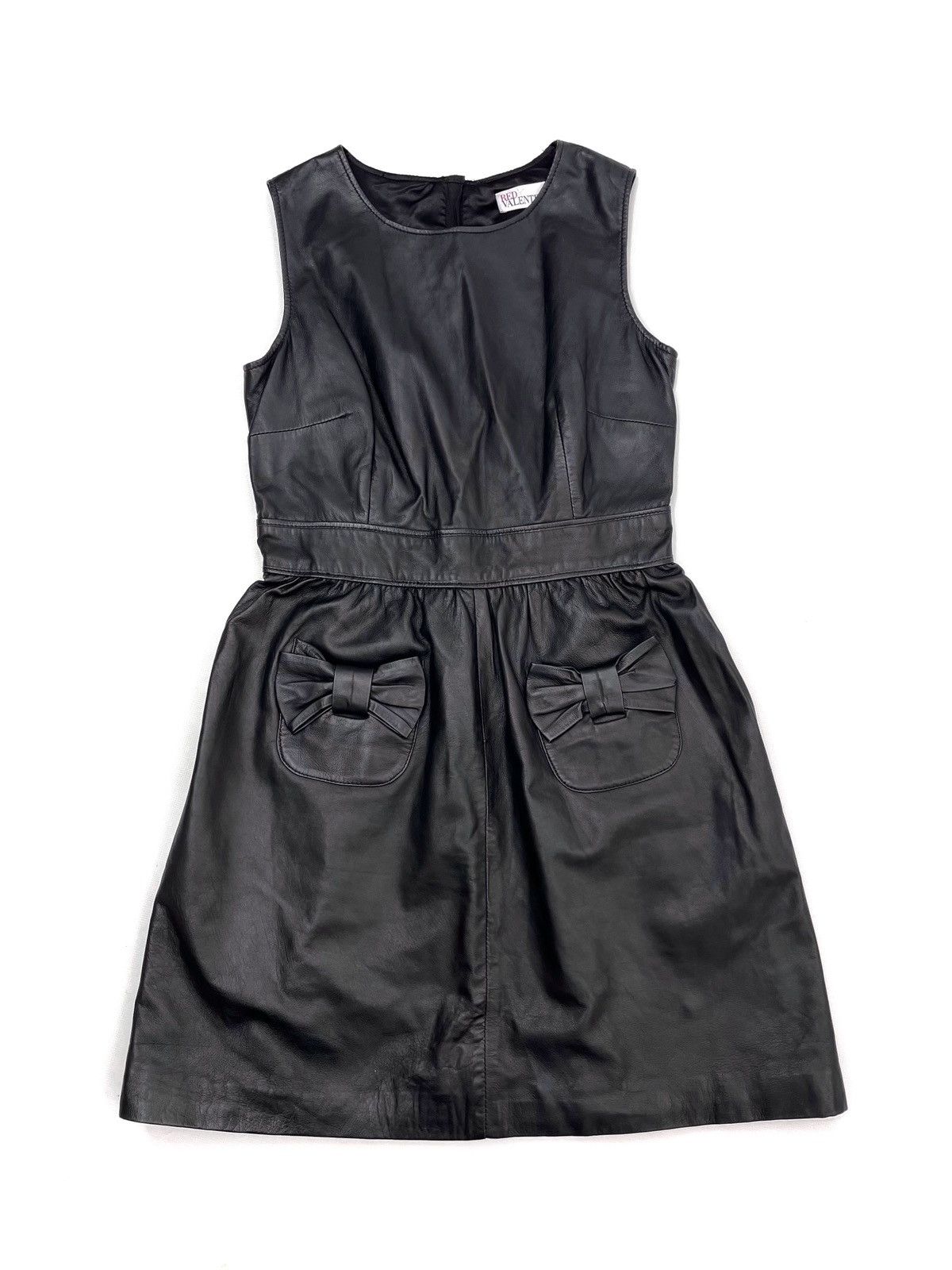 RED Valentino RED Valentino Lambskin Leather Sleeveless Bow Dress – IT 46 Size L / US 10 / IT 46 - 2 Thumbnail