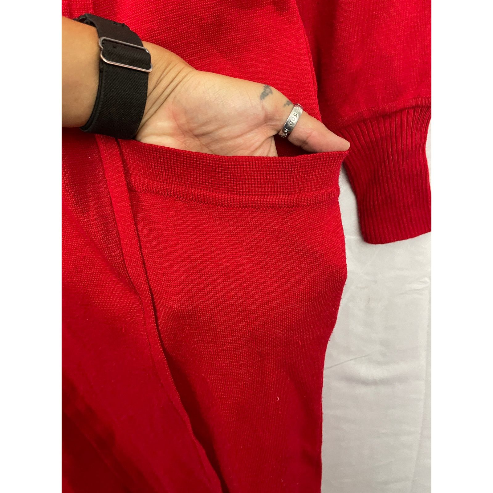 Saks Fifth Avenue VTG Saks Fifth Avenue Red Wool Blend Dress Women's Sz 10 Size L / US 10 / IT 46 - 7 Thumbnail