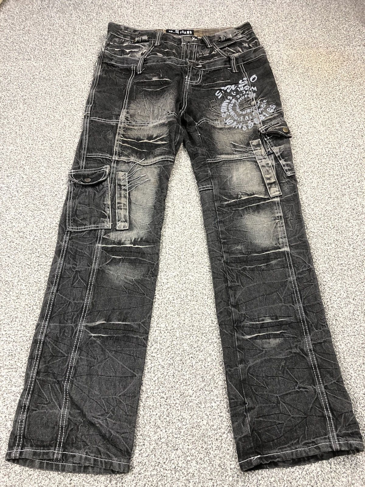 Japanese Brand Japanese Brands ASTON Faded Double Waist Cargo Jeans Size US 32 / EU 48 - 13 Thumbnail