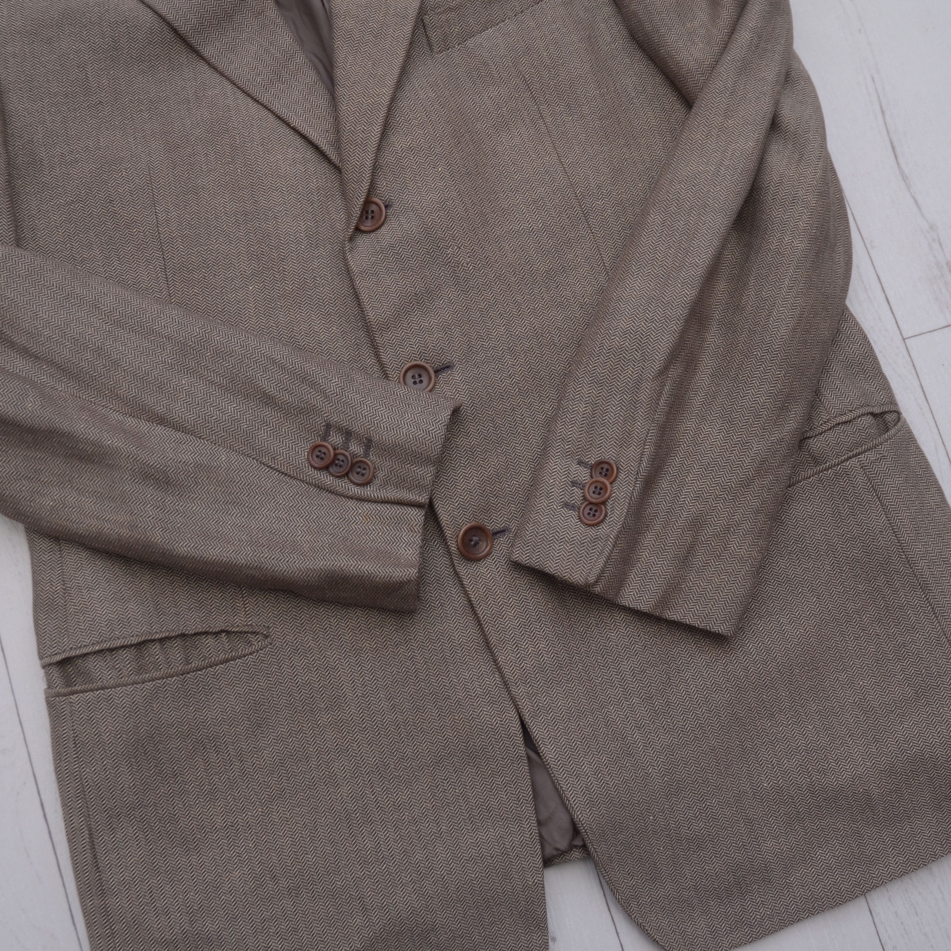 Armani × Armani Collezioni × Giorgio Armani Vintage Luxury Armani Collezioni Tweed Linen Casual Blazer Size 52L - 7 Thumbnail