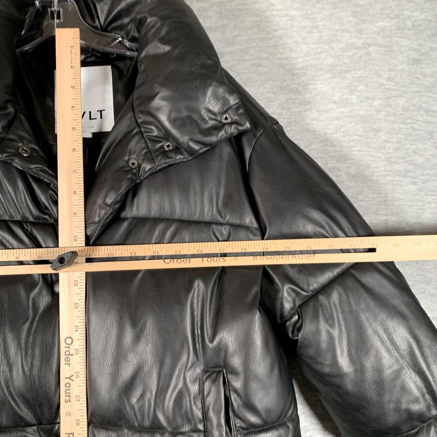 NVLTY NVLT Jacket Womens Small Black Faux Leather Puffer Snap Front Collared Warm Size S / US 4 / IT 40 - 6 Thumbnail