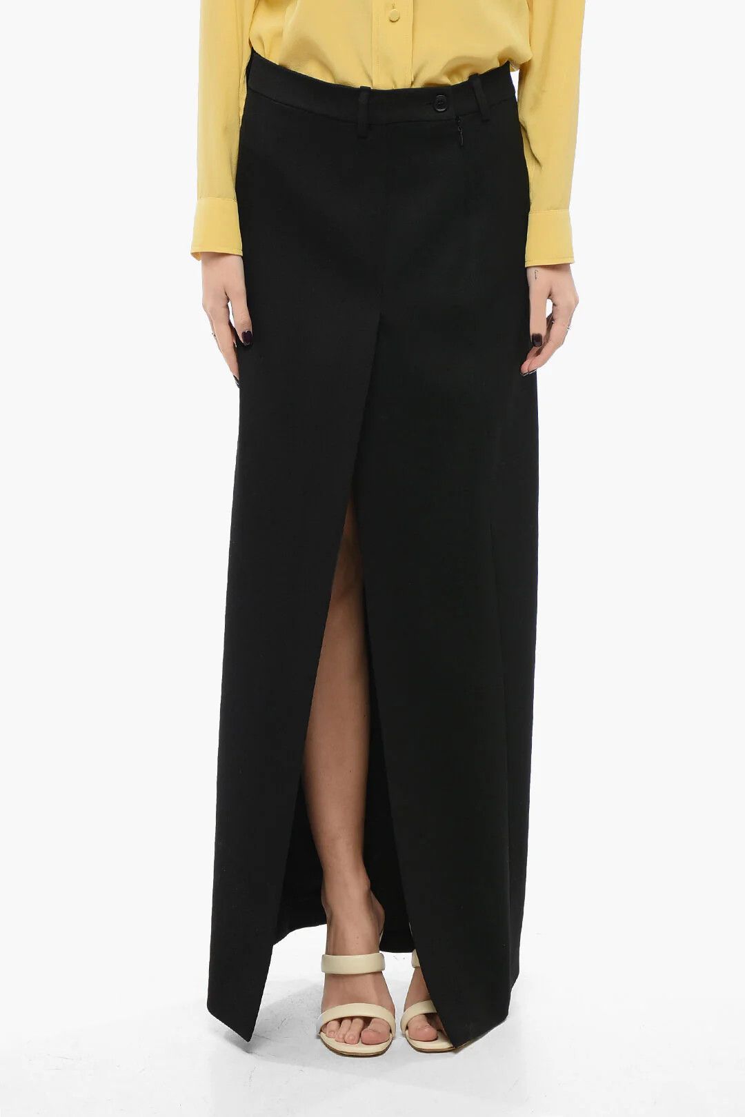 Balenciaga og1mm0326 Straight Wool Skirt in Black Size 26" / US 2 / IT 38 - 1 Thumbnail